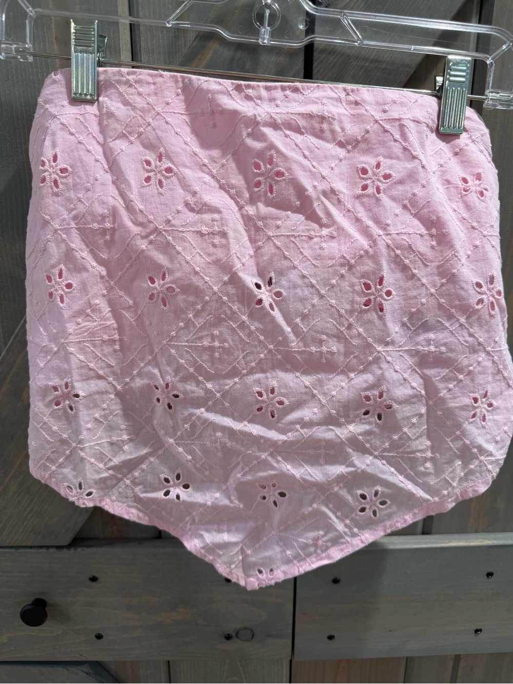 NWT Hollister Eyelet Bandana Top Pink Tie Back Smocked large Festival Boho
